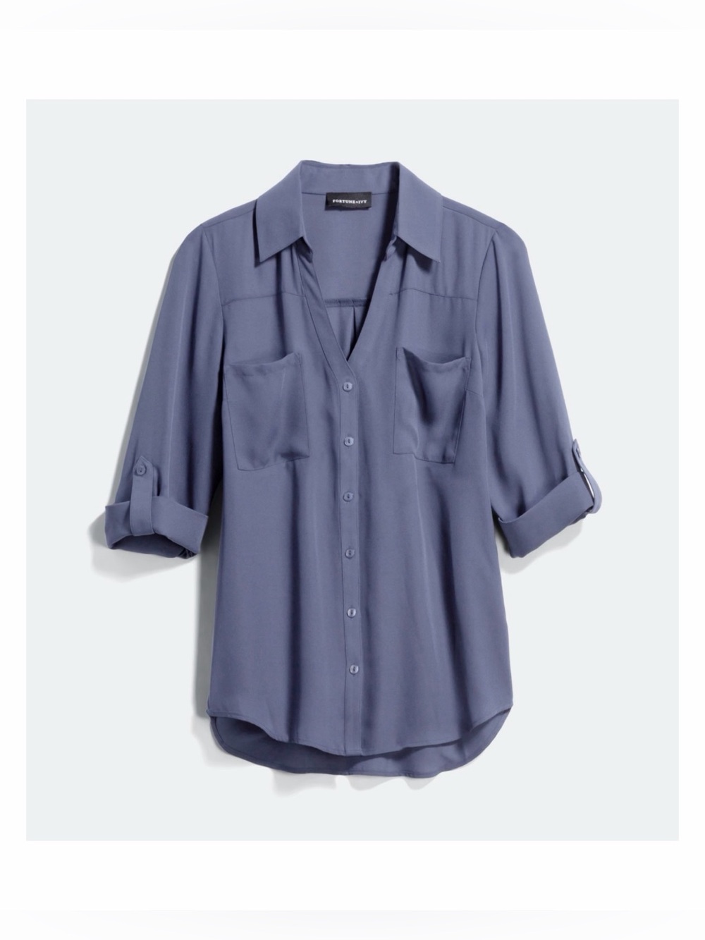Fortune + Ivy Christelle Button Down Blouse in Blue size S
